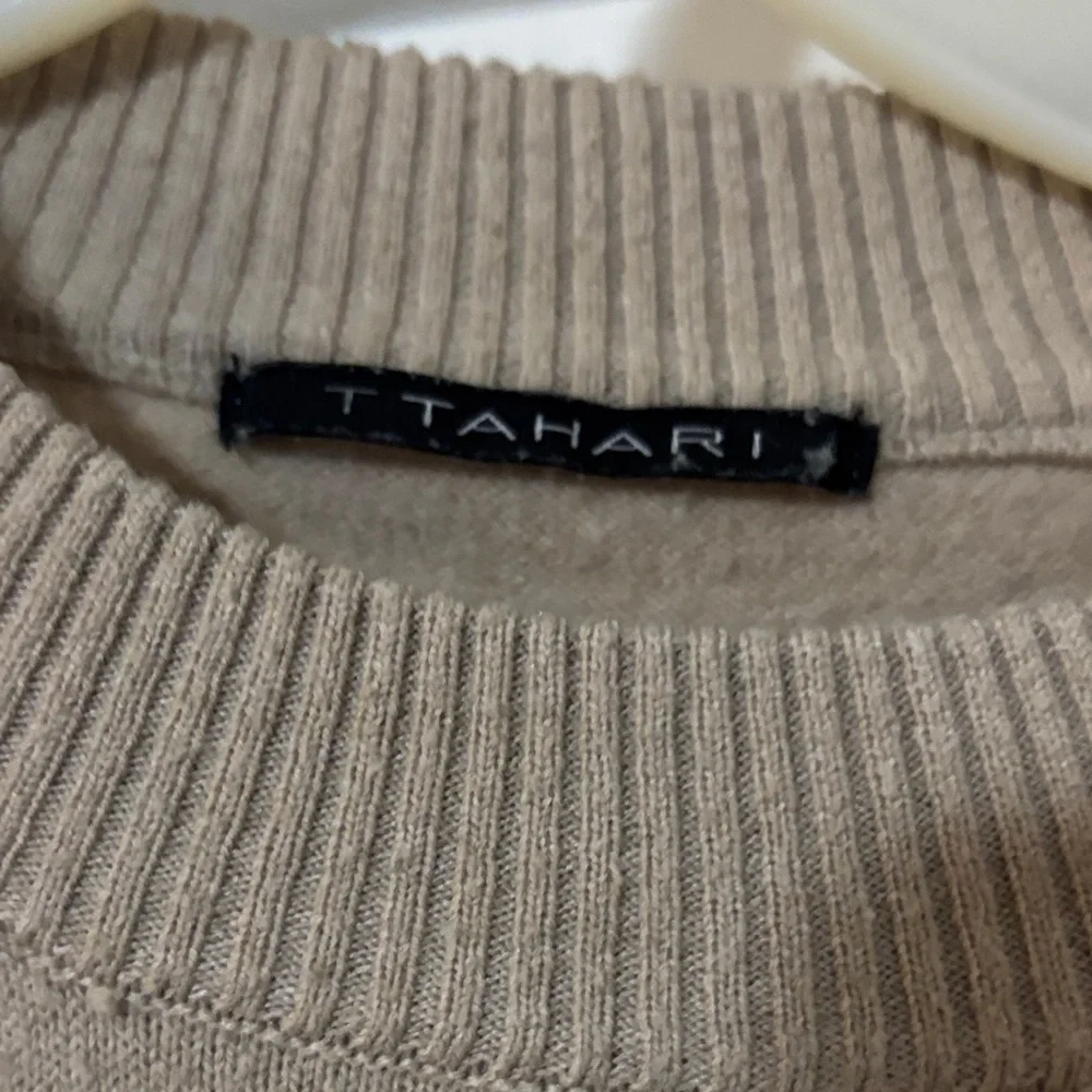 Tahari Beige and Black Polka Dot Sweater